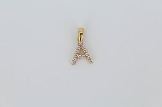 Colgante Letra A Oro 18k con Circonitas.R:03-00114