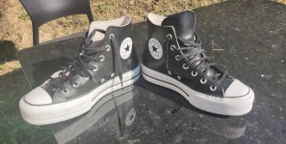 Converse Chuck Taylor Piel Negra Plataforma