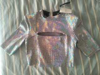 Top Bershka lentejuelas multicolor