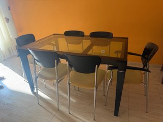 Mesa de comedor extensible cristal y madera