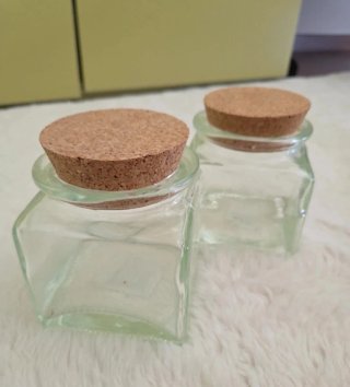 2 Barattoli Vetro Quadrati Tappo Sughero