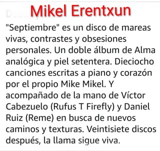 4x3 SI ENVÍO Mikel Erentxun Septiembre 2xVinilo