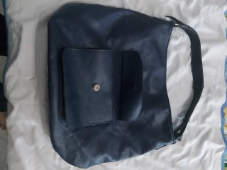 Borsa blu in pelle