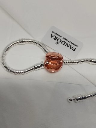 Pulsera Pandora 16cm Cierre Corazón Oro Rosa
