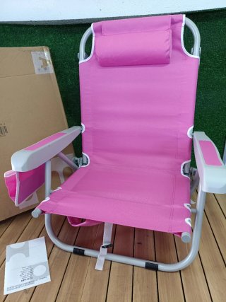 Costway Silla de playa plegable con bolsillo