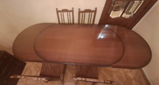 Conjunto mesa y 4 sillas madera