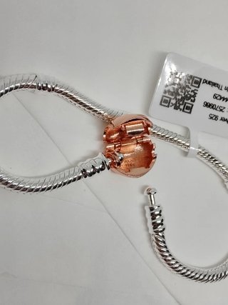 Pulsera Pandora 17cm Cierre Corazón Oro Rosa