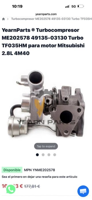 Turbo TF035hm Mitsubishi 4M40 Nuevo