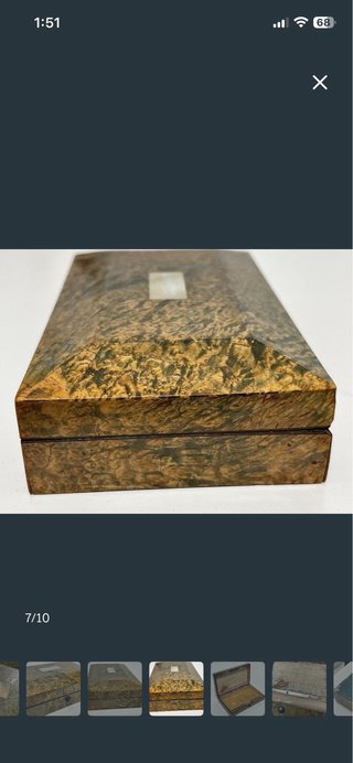 Caja Joyero Siglo XIX Raíz madera y Madre Perla