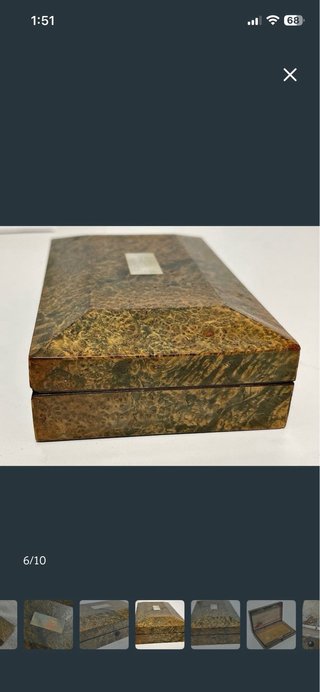 Caja Joyero Siglo XIX Raíz madera y Madre Perla