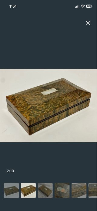 Caja Joyero Siglo XIX Raíz madera y Madre Perla
