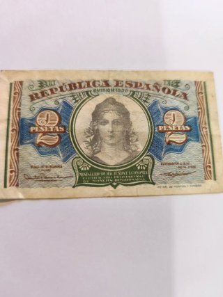 Billete 2 Pesetas República Española 1938