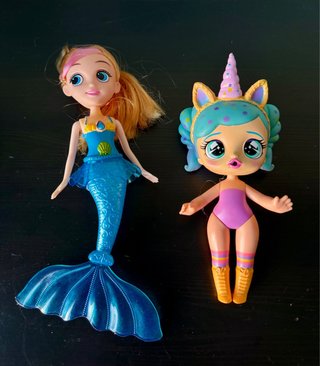 Set 2 Bambole Sirena e Unicorno