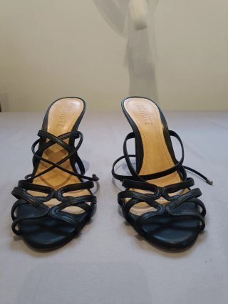 Sandalias Schutz Piel Tacón Alto Negras