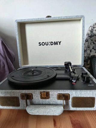Tocadiscos SOUNDMY gris y negro