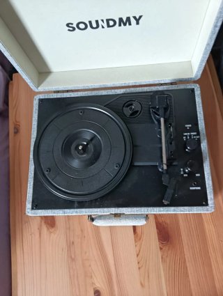 Tocadiscos SOUNDMY gris y negro