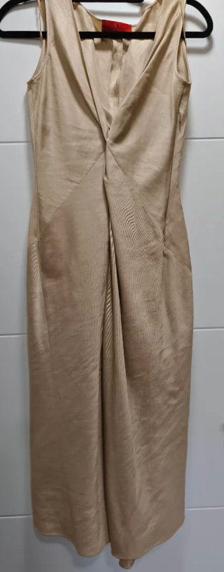 Vestido Carolina Herrera Beige/Oro
