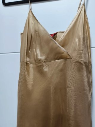 Vestido Carolina Herrera Beige/Oro