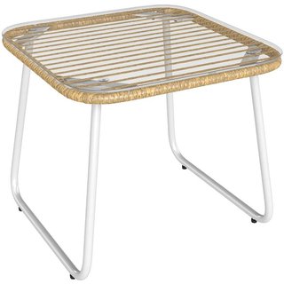 Mesa Jardín Ratán 50x50cm Vidrio Natural con Tara