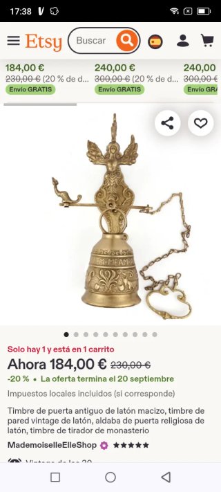 Campana antigua de bronce