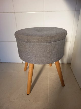 Taburete redondo tela y madera