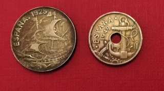 2 Monedas 25 y 50 Céntimos