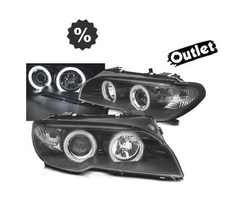 LK FAROS BMW E46 COUPE 03-06 XENON OJOS ANGEL CCFL FONDO NEG