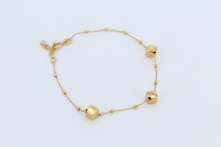 Pulsera Fina Mujer Oro 18k Cubos y Bolitas R:00068