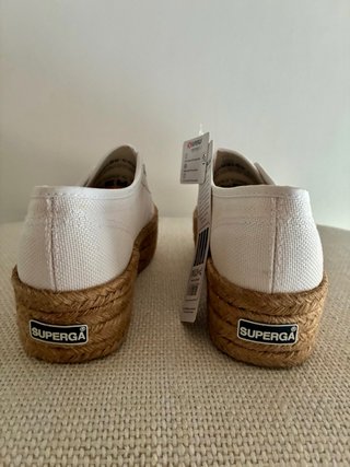 Superga Plataforma Esparto Beige/Blanco