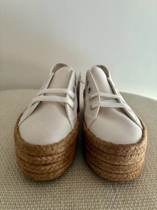 Superga Plataforma Esparto Beige/Blanco