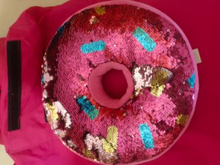 Cojín Donut lentejuelas rosa