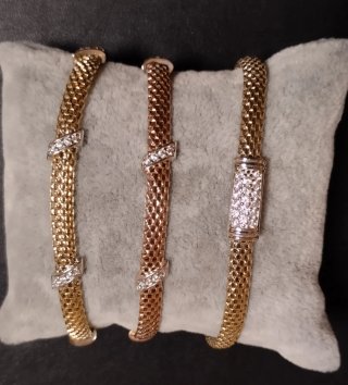 Pulsera Plata Chapada Oro/Rosa Circonitas