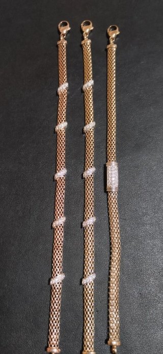 Pulsera Plata Chapada Oro/Rosa Circonitas