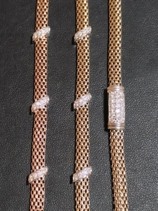 Pulsera Plata Chapada Oro/Rosa Circonitas