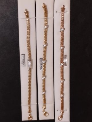 Pulsera Plata Chapada Oro/Rosa Circonitas