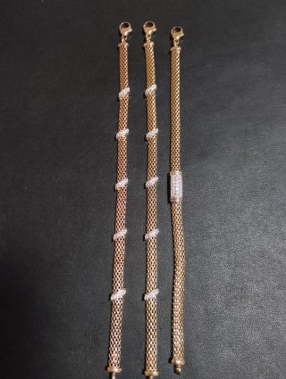 Pulsera Plata Chapada Oro/Rosa Circonitas