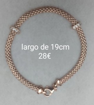 Pulsera Plata Chapada Oro/Rosa Circonitas