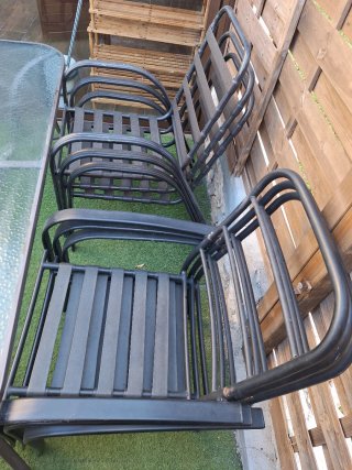 Conjunto mesa y sillas jardín cristal