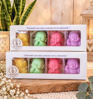 Cajita 4 Velas Aromáticas Budas Bebé