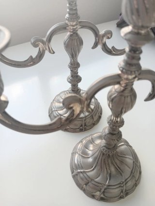 Pareja Candelabros Vintage BMF Plata