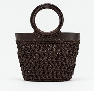 Bolso Zara Mini Rafia Marrón