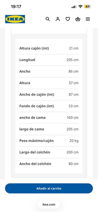 Estructura Cama 80x200cm Blanca