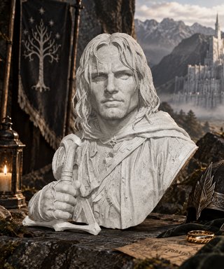 Busto Aragorn Señor de los Anillos 3D Mármol