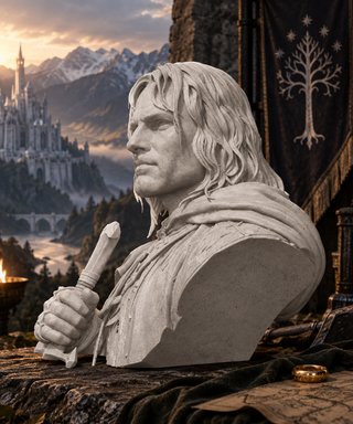 Busto Aragorn Señor de los Anillos 3D Mármol