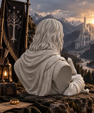 Busto Aragorn Señor de los Anillos 3D Mármol