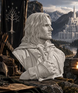Busto Aragorn Señor de los Anillos 3D Mármol