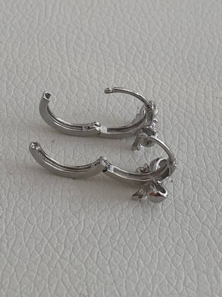 Pendientes Plata Lazo Corazón Rosa