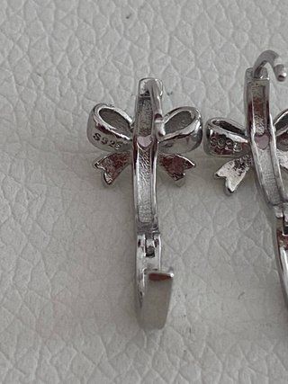 Pendientes Plata Lazo Corazón Rosa