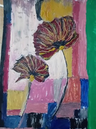 Pintura al óleo abstracta flores espátula