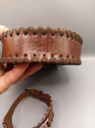 Bolso de cintura y pulsera cuero vikingo medieval